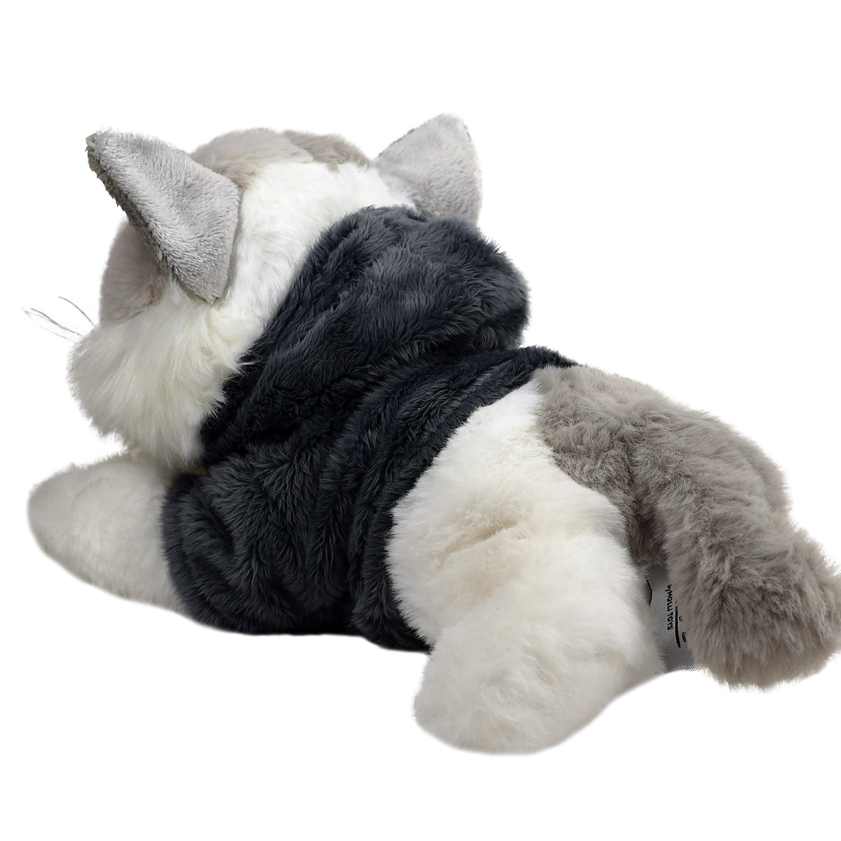 Katt i hoodie grå/vit 22cm