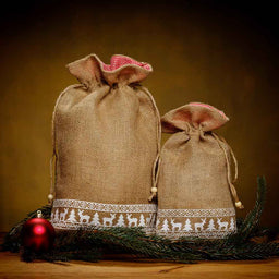 Christmas sack - White jute Christmas border