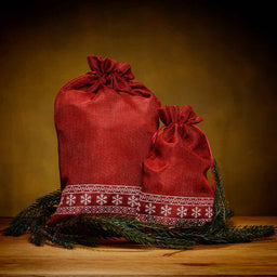 Christmas sack - Snowflake border red