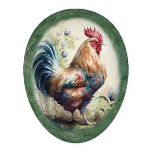 Påskägg papp tupp grönbård 35 cm