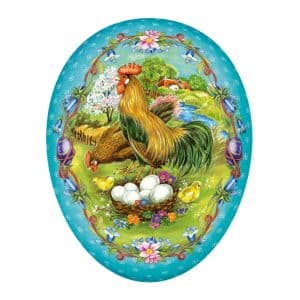 Påskägg papp tupp blåbård 35 cm